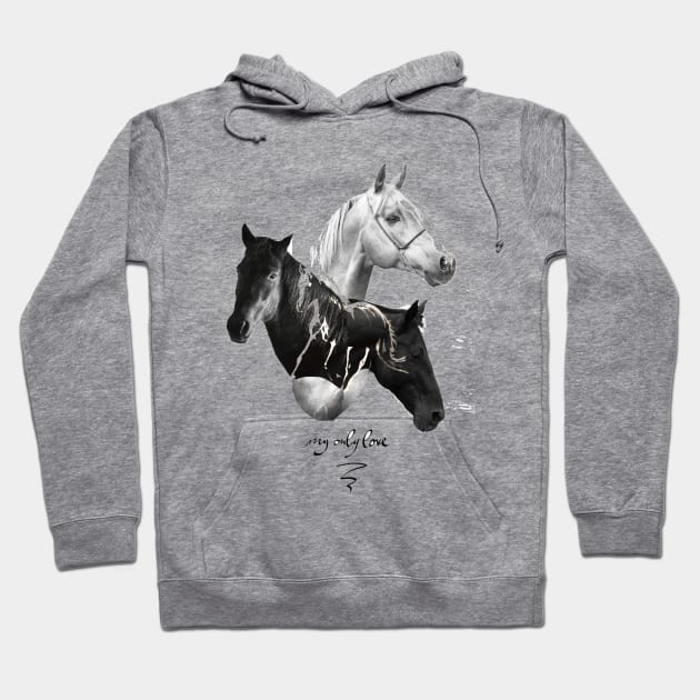 Horses Artistic black and white Painting Decorative - for horse lovers Hoodie by raidman84